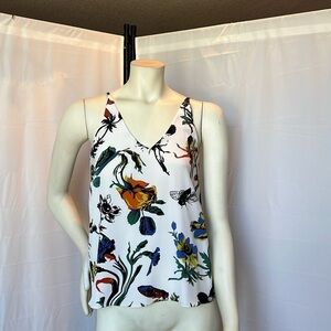 Tibi Silk Gothic Floral Tank Top